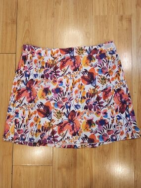 RipSkirt Hawaii Wrap Skirt Large Watercolor Floral Orange Purple Active Beach